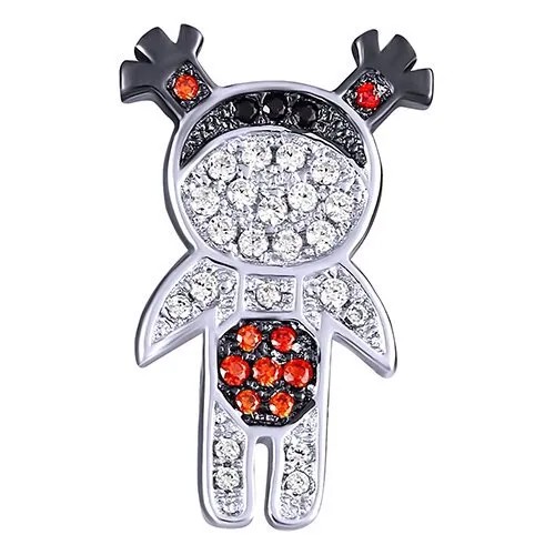 Брошь ELEMENT47, серебро, 925 проба, фианит