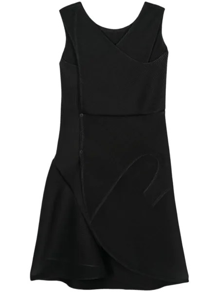 Issey Miyake платье мини Leather Like Pleats, черный