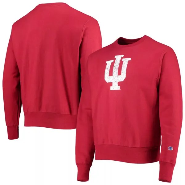 Мужской пуловер обратного плетения с логотипом Vault Indiana Hoosiers малинового цвета, толстовка с капюшоном Indiana Hoosiers Champion