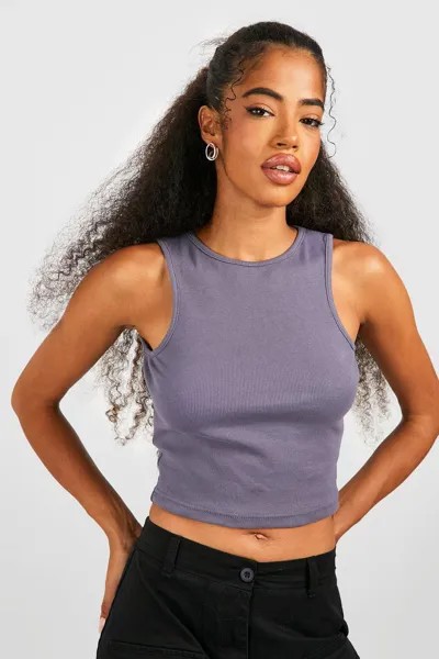 Жилет basic rib racer neck Boohoo, сиреневый