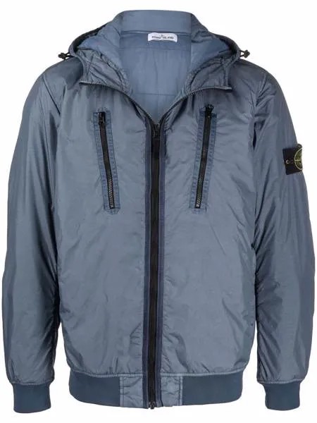 Stone Island бомбер на молнии с капюшоном