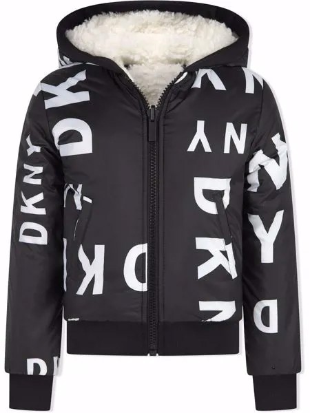 Dkny Kids двусторонняя куртка с капюшоном и логотипом