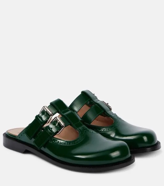 Мюли из полированной кожи Campo Loewe, цвет forest green