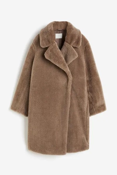 Пальто H&M Fluffy, коричневый