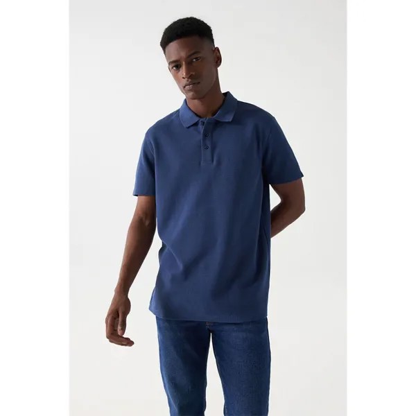 Поло с коротким рукавом Salsa Jeans Monogram Regular Fit, синий