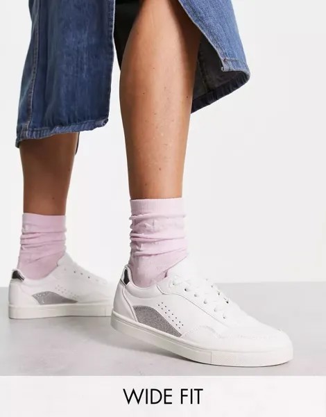 Кроссовки на шнуровке с серебристыми вставками London Rebel Wide Fit, широкий крой