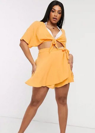 Пляжная юбка-саронг пастельного оранжевого цвета ASOS DESIGN curve-Оранжевый