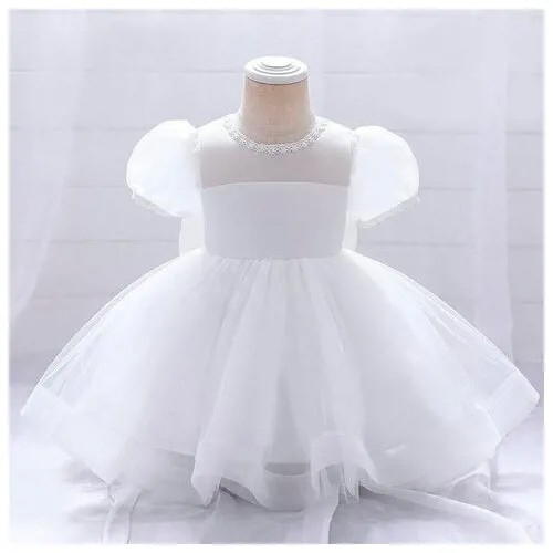 Платье-ампир MIX, вискоза, нарядное, однотонное, размер 110, белый