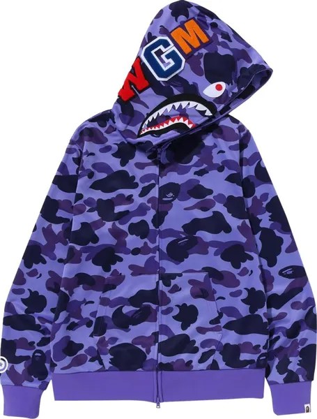 Худи BAPE 1st Camo Jersey Shark Full Zip Hoodie 'Purple', фиолетовый