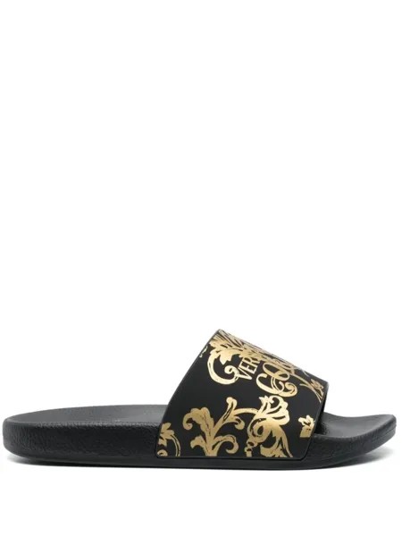 Versace Jeans Couture шлепанцы с принтом Barocco, черный