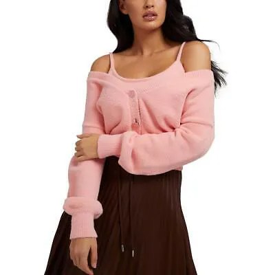 Guess Женская рубашка-кардиган с розовым укороченным топом Maddie M BHFO 2805