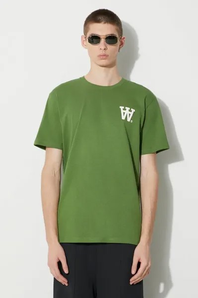 Хлопковая футболка с логотипом Ace AA Wood Wood, зеленый