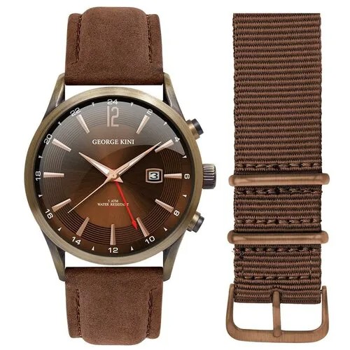 Наручные часы GEORGE KINI Traveller GK.18. BR.3BR.2. BR.0, коричневый