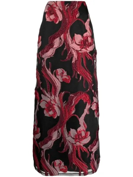 Alberta Ferretti юбка с цветочной аппликацией, черный