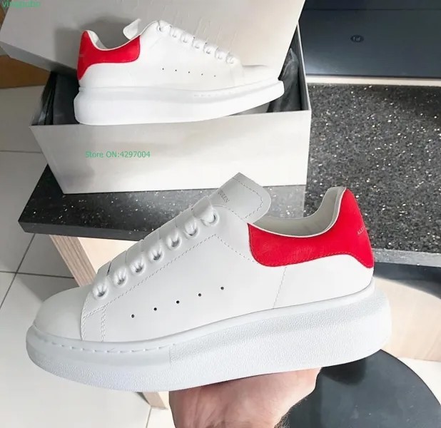 Кроссовки Mcqueen женские на платформе, Вулканизированная плоская подошва, брендовые дизайнерские сникерсы, белые, большие размеры 46, 2022