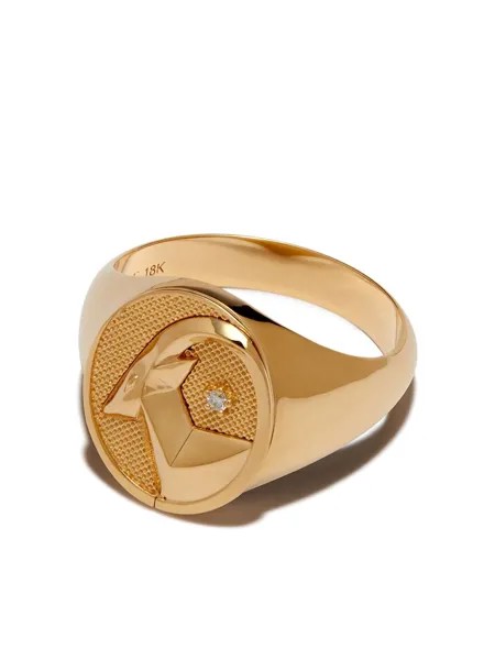 Foundrae 18kt yellow gold Capricorn signet ring