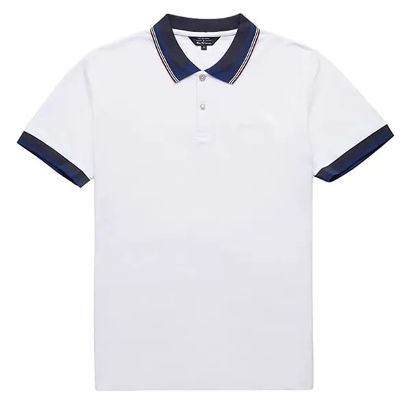 Классическая мужская рубашка-поло с полосатым воротником Ben Sherman, белый