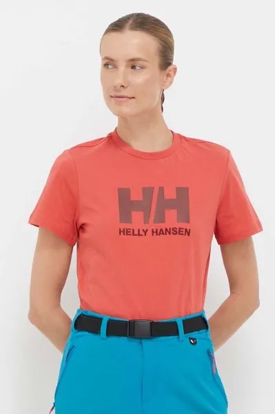 Хлопковая футболка Helly Hansen, красный
