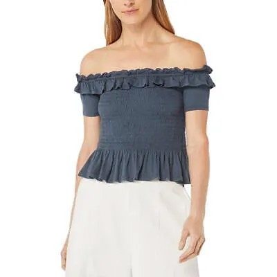 BCBGMAXAZRIA Женский темно-синий вязаный пуловер с присборенной блузкой XS BHFO 7237