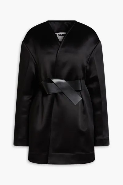 Атласная куртка с поясом Jil Sander, черный