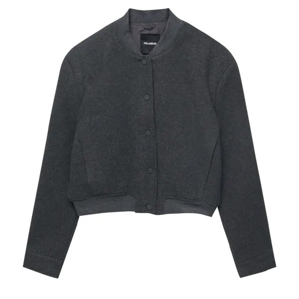 Куртка Pull&Bear Cropped Bomber, серый