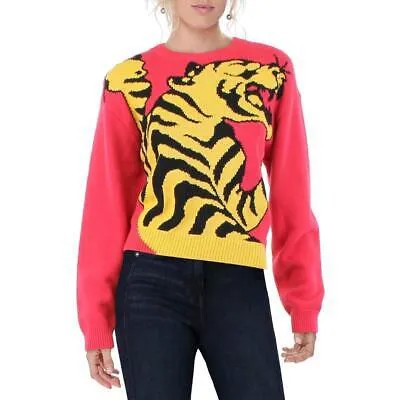 Kenzo Womens Red Tiger Print Crewneck Shirt Pullover Sweater Top M BHFO 5686