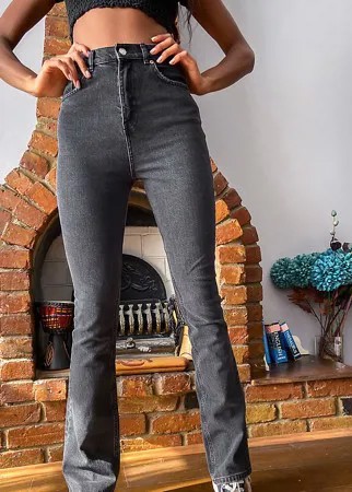 Черные расклешенные джинсы стрейч с завышенной талией в стиле 70-х ASOS DESIGN Tall-Черный цвет