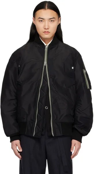 Черный бомбер с нашивками Sacai