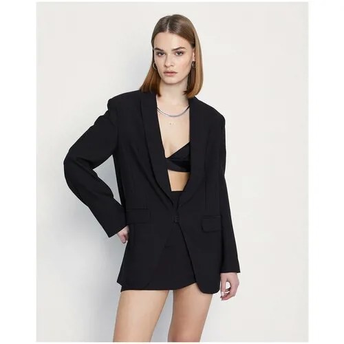 Пиджак I AM Studio, средней длины, силуэт свободный, размер S, черный