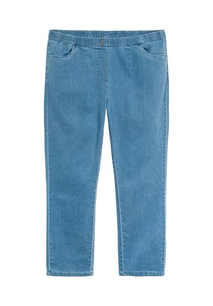 Джинсы с присборенным поясом и использованными эффектами sheego, цвет Blue Denim