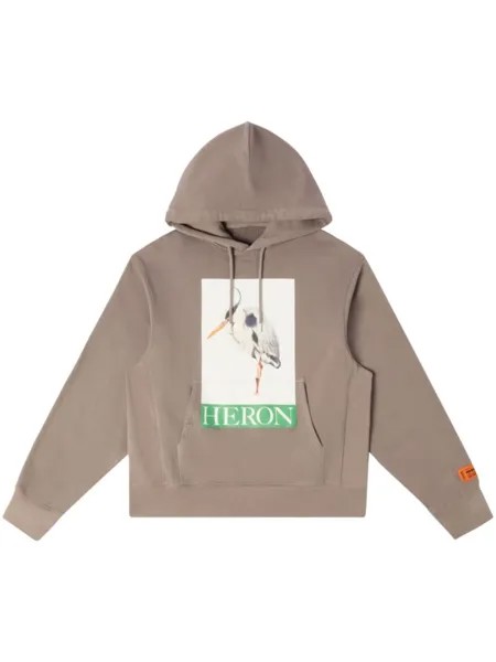 Heron Preston худи с кулиской и фотопринтом, серый