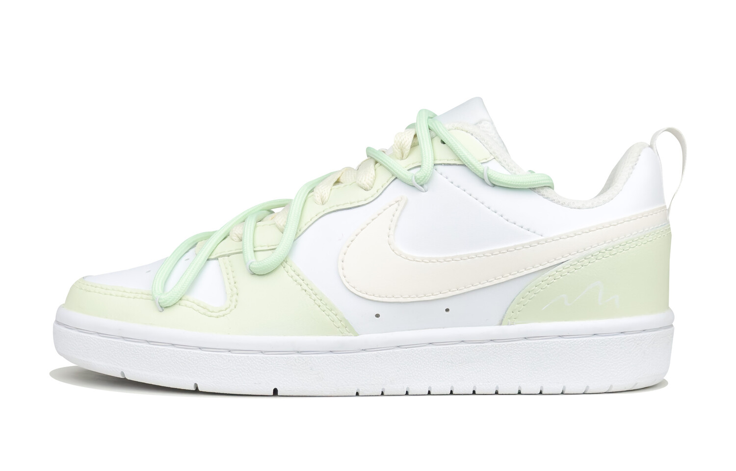 Кроссовки Nike Court Borough Skateboarding Shoes Women's Low-top White/green/yellow, зеленый