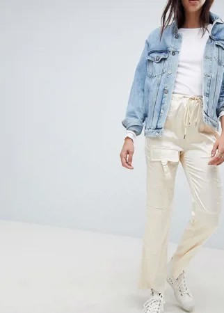 Атласные брюки ASOS DESIGN-Белый