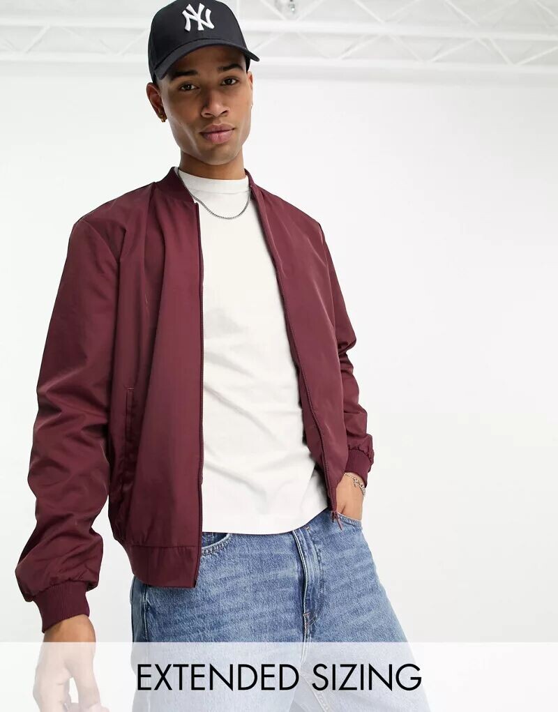 Бордовый легкий бомбер ASOS