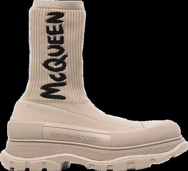 Кроссовки Alexander McQueen Knit Tread Slick Boot Beige Graffiti, коричневый