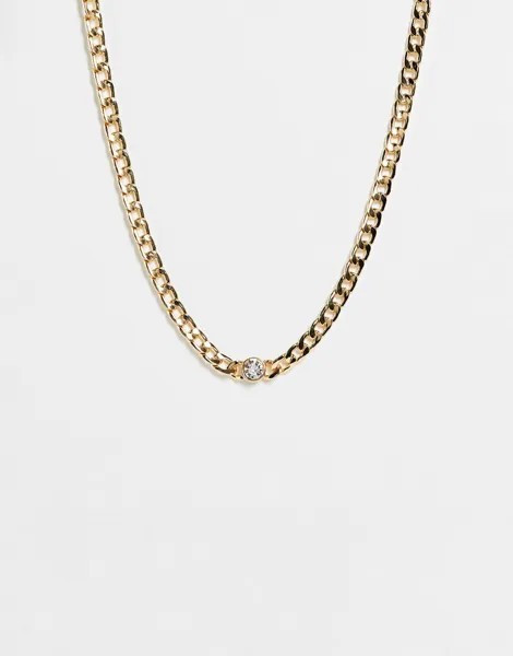 Золотистое ожерелье с кристаллом ASOS DESIGN-Золотистый