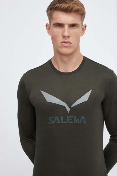 Спортивная футболка с длинными рукавами Solidlogo Salewa, зеленый