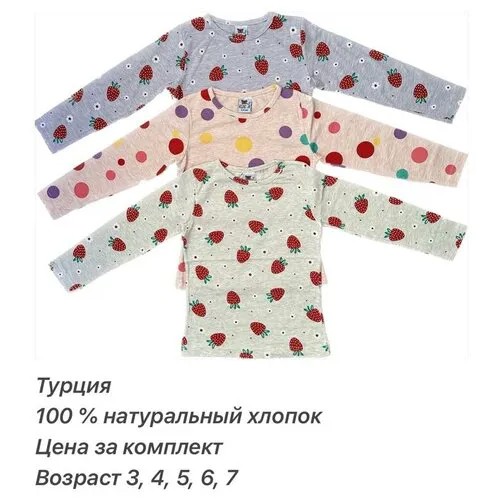 Лонгслив KUBRA, комплект из 3 шт., размер 110, мультиколор