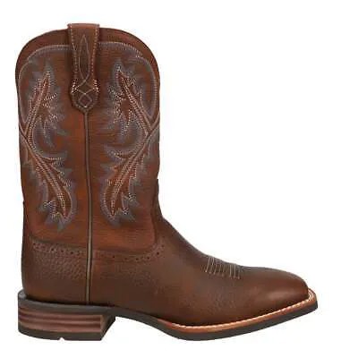 Ariat 11-дюймовые ковбойские мужские коричневые повседневные ботинки Quickdraw с вышивкой и квадратным носком 1