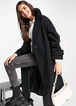 Черное пальто макси в стиле oversized из саржи ASOS DESIGN-Черный цвет