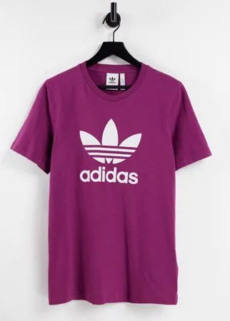 Сливовая футболка с большим логотипом adidas Originals adicolor-Фиолетовый цвет