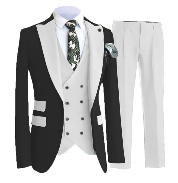 Мужской костюм в стиле ретро, облегающий свадебный смокинг для жениха, 3 предмета, жакет + пиджак + брюки для шафера