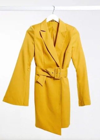 Желтое платье-пиджак с поясом I Saw It First-Желтый