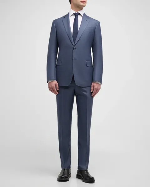 Мужской однотонный костюм из шерсти и шелка с фактурной текстурой Giorgio Armani, цвет Multi