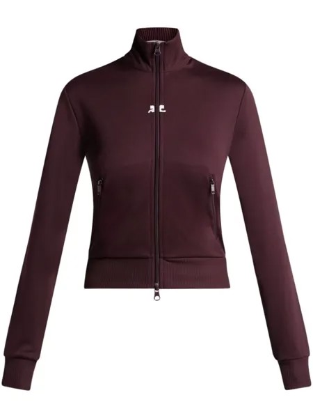 Courrèges спортивная куртка Interlock с вышитым логотипом, коричневый