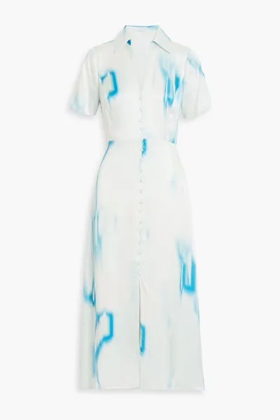 Платье-рубашка миди Balisa из стираного шелка цвета тай-дай Equipment, светло-синий