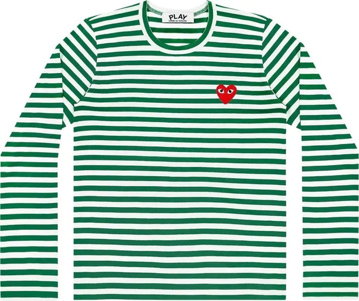 Футболка Comme des Garçons PLAY Heart Striped T-Shirt 'Green/White', зеленый