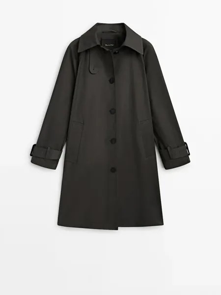 Плащ Massimo Dutti Mid-length with front button fastening, серый