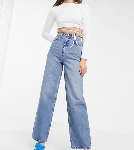Яркие свободные джинсы в винтажном стиле с завышенной талией из переработанного смесового хлопка ASOS DESIGN Tall-Голубой