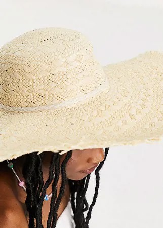 Соломенная шляпа с необработанными краями South Beach-Светло-бежевый